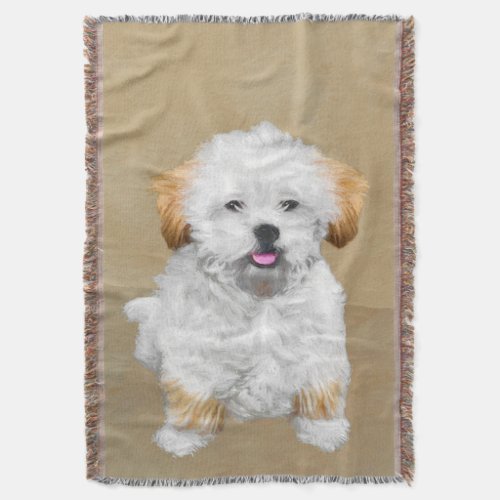 Lhasa Apso Puppy Painting _ Cute Original Dog Art Throw Blanket