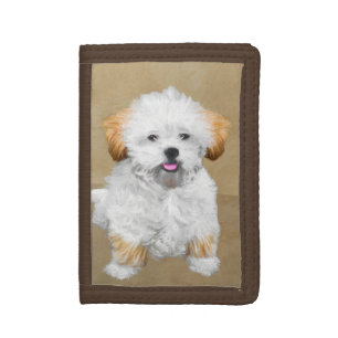 Lhasa Apso Puppy Painting - Cute Original Dog Art Tri-fold Wallet