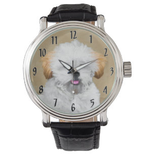 Lhasa Apso Puppy Painting - Cute Original Dog Art Watch