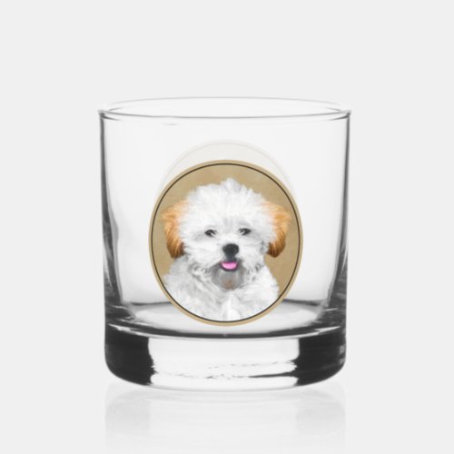 Lhasa Apso Puppy Painting _ Cute Original Dog Art Whiskey Glass