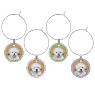 Lhasa Apso Puppy Painting - Cute Original Dog Art Wine Charm