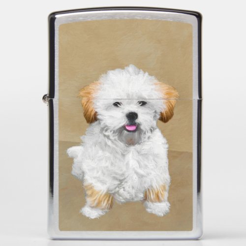 Lhasa Apso Puppy Painting _ Cute Original Dog Art Zippo Lighter