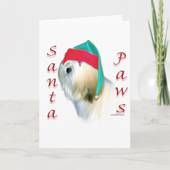 Lhasa Apso Santa Paws Holiday Card (Front)