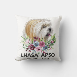 Lhasa Apso Shirt Gifts Dog Mom Throw Pillow