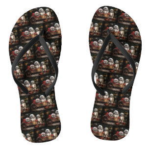 Lhasa Apso Snowy Sleigh Christmas Decor Flip Flops