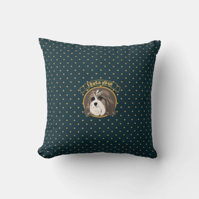 Lhasa Apso Throw Pillow (Front)
