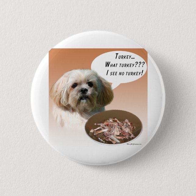 Lhasa Apso Turkey Pinback Button (Front)