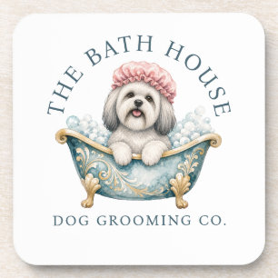Lhasa Apso White Dog Grooming Coasters