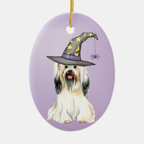 Lhasa Apso Witch Ceramic Ornament