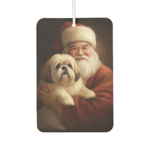 Lhasa Apso With Santa Claus Festive Christmas Air Freshener