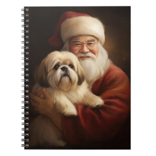 Lhasa Apso With Santa Claus Festive Christmas Notebook