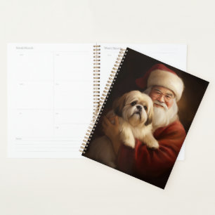 Lhasa Apso With Santa Claus Festive Christmas Planner