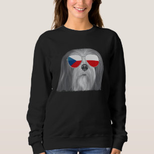 Lhasa Apsos Dog Czech Flag Sunglasses Sweatshirt