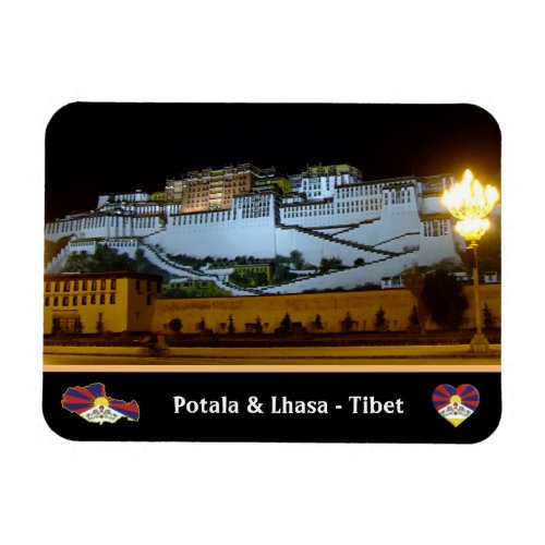 Lhasa at night _ Potala Palace Tibet vintage Magnet