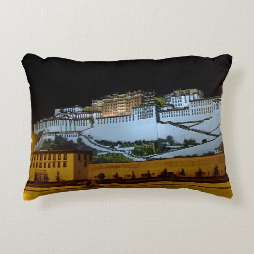 Lhasa  Potala Palace at night Tibet Himalayas Accent Pillow