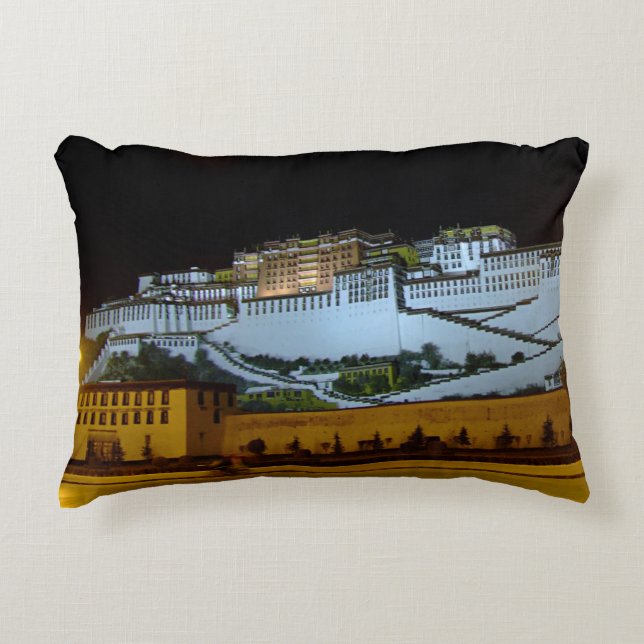 Lhasa & Potala Palace at night, Tibet (Himalayas) Accent Pillow (Front)