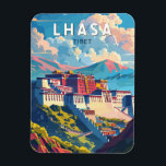 Lhasa Tibet Travel Art Vintage Magnet<br><div class="desc">Lhasa retro vector travel design. Lhasa,  the capital of the Tibet Autonomous Region,  lies on the Lhasa River's north bank in a valley of the Himalayas.</div>