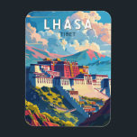 Lhasa Tibet Travel Art Vintage Magnet<br><div class="desc">Lhasa retro vector travel design. Lhasa,  the capital of the Tibet Autonomous Region,  lies on the Lhasa River's north bank in a valley of the Himalayas.</div>