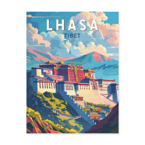 Lhasa Tibet Travel Art Vintage Postcard