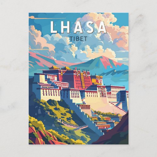 Lhasa Tibet Travel Art Vintage Postcard