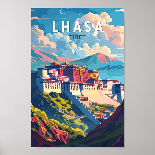 Lhasa Tibet Travel Art Vintage Poster