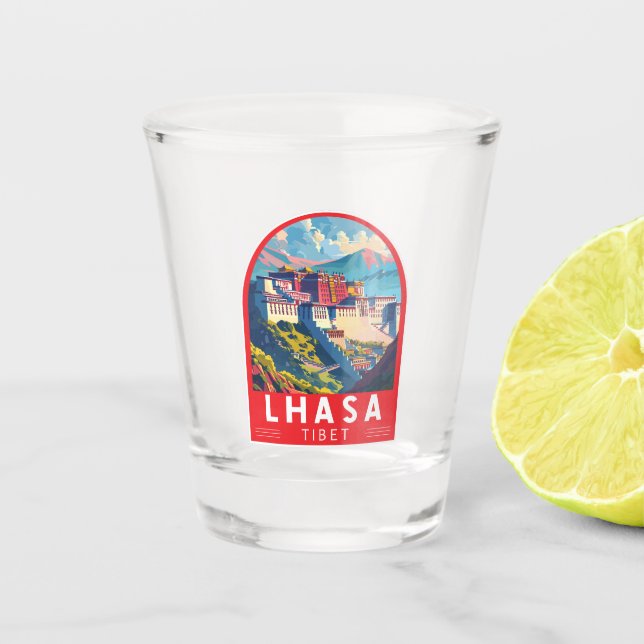 Lhasa Tibet Travel Art Vintage Shot Glass (Front)