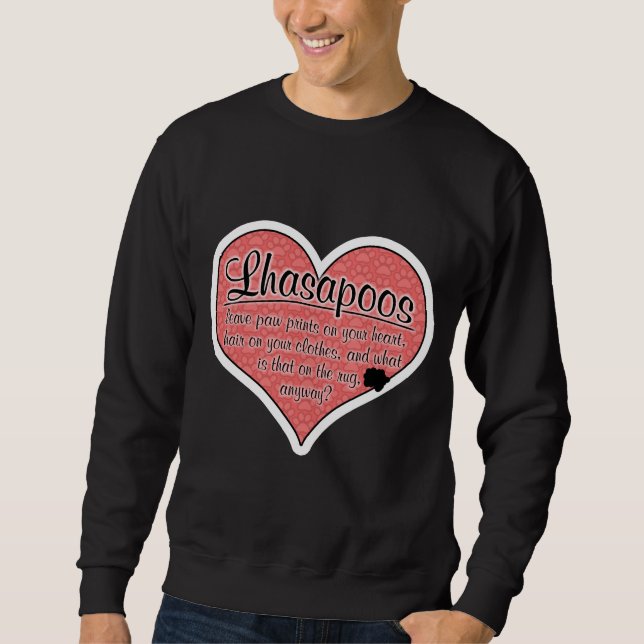 Lhasapoo Paw Prints Dog Humor Sweatshirt (Front)