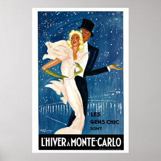 L'Hiver a Monte-Carlo Vintage Travel Advertisement Poster