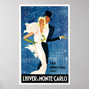 L'Hiver Monte Carlo Monaco Vintage Poster