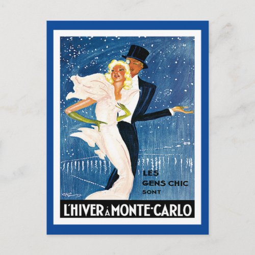 LHiver Monte Carlo Monaco Vintage Travel Postcard