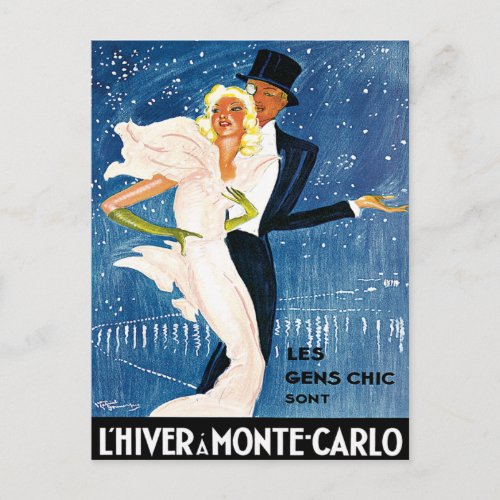 LHiver Monte Carlo Monaco Vintage Travel Postcard