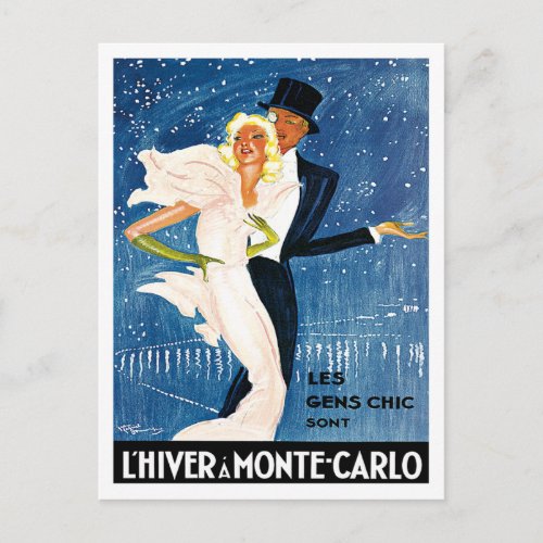 LHiver Monte Carlo Monaco Vintage Travel Postcard