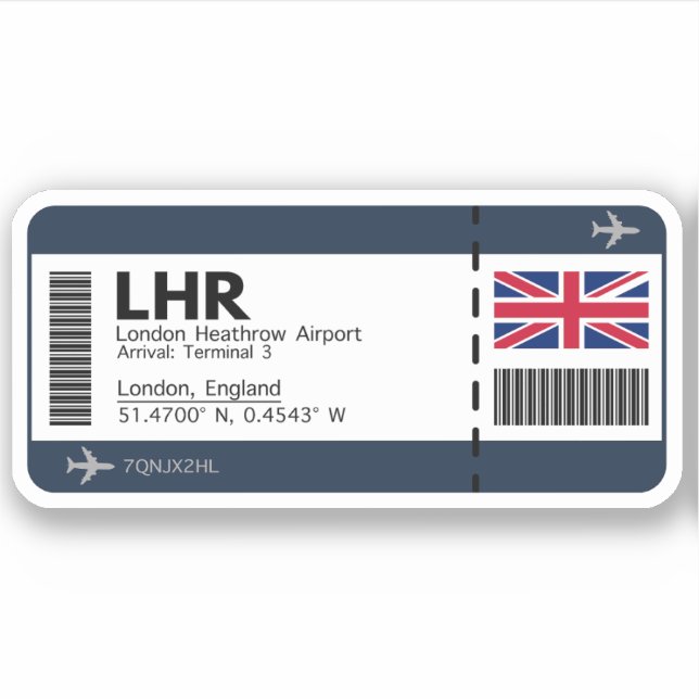 LHR London Boarding Pass - London Ticket Sticker (Front)