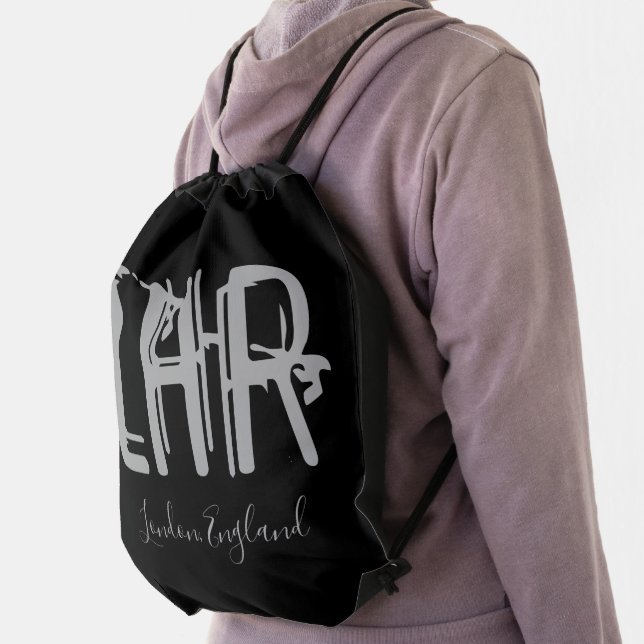 LHR London Heathrow Airport Drawstring Bag (Insitu)