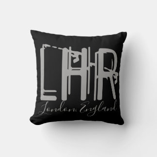 LHR London Heathrow Airport Grunge Typography Throw Pillow