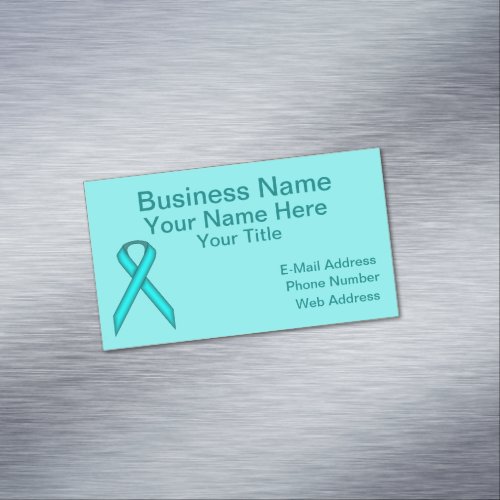 Li BlueTeal Standard Ribbon by Kenneth Yoncich Magnetic Business Card