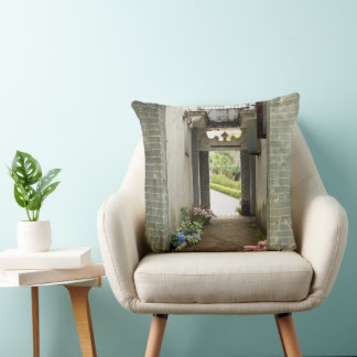 Li Garden Series: Blossoms & Echoes Throw Pillow