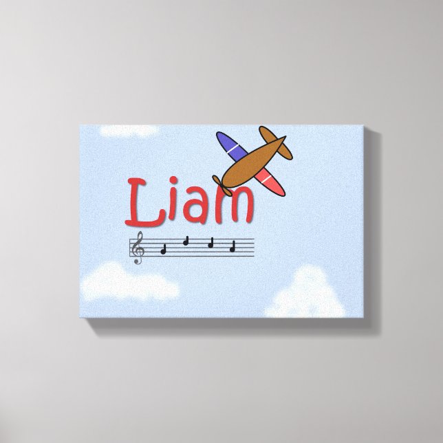 Liam Airplane Name Canvas Print (Front)