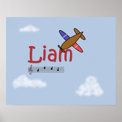 Liam Airplane Name Poster