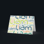 Liam Card<br><div class="desc">Liam. Show and wear this popular beautiful male first name designed as colorful wordcloud made of horizontal and vertical cursive hand lettering typography in different sizes and adorable fresh colors. Wear your positive american name or show the world whom you love or adore. Merch with this soft text artwork is...</div>