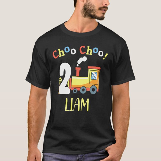 Liam Choo Choo Two Train 2nd Birthday Turning 2 T-Shirt (Front)