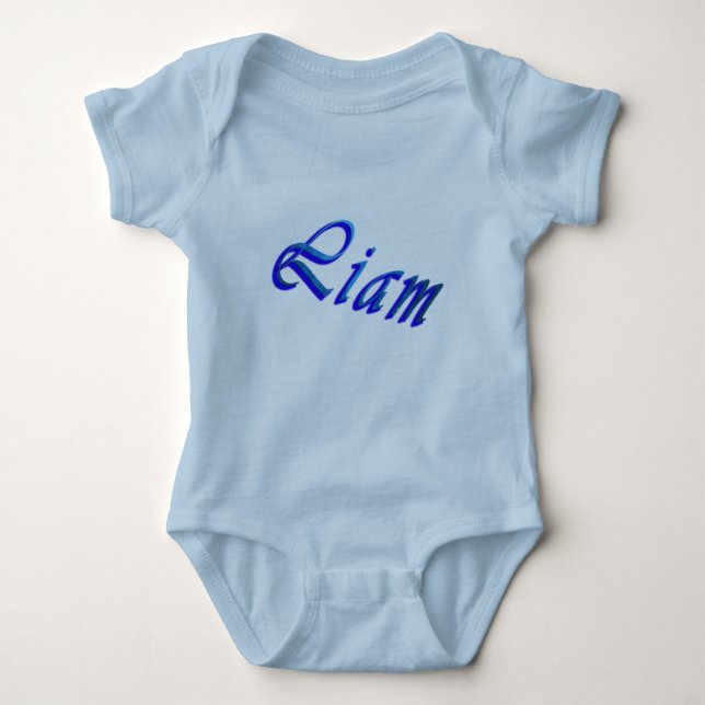 Liam, Name,  Boys Blue Baby Bodysuit (Front)