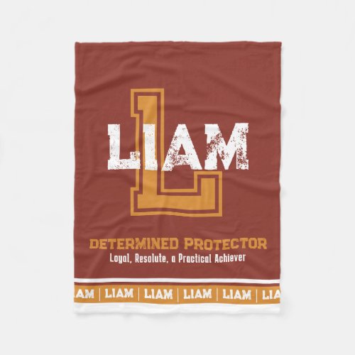 Liam name meaning sports monogram brown bronze fleece blanket