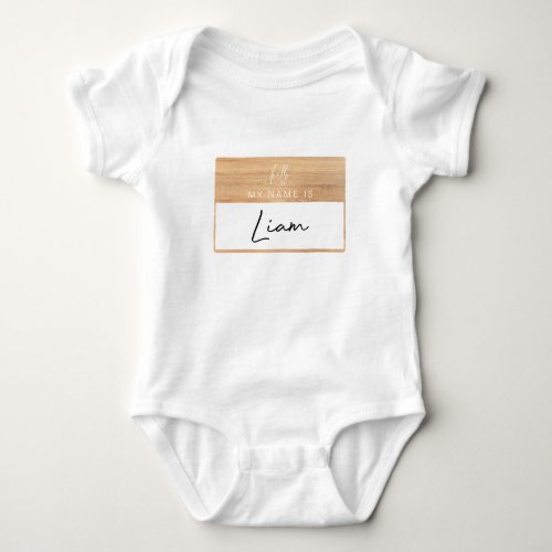 Liam Name Reveal Baby Hello My Name Is Label Boy Baby Bodysuit