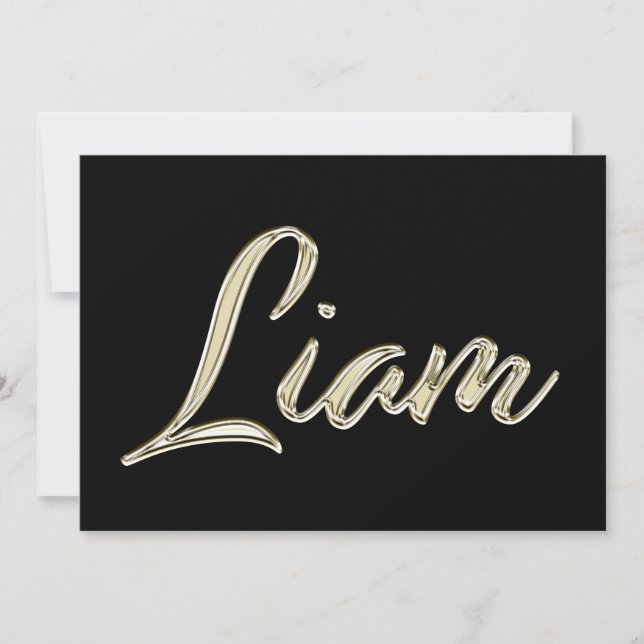 Liam Name white gold Handwriting Card (Front)