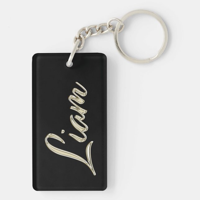 Liam Name whitegold key trailer Keychain (Back)
