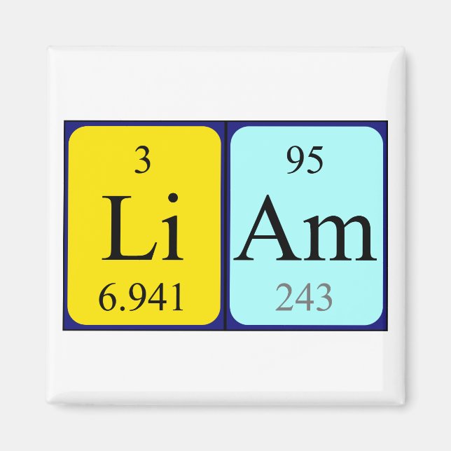 Liam periodic table name magnet (Front)