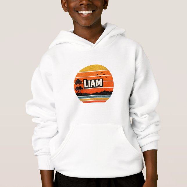 Liam Retro Personalized Name Design Hoodie (Front)