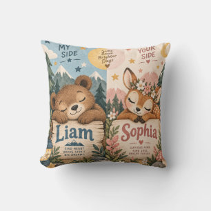 Liam Sophia Woodland Bear Deer Kids Pillow