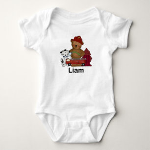 Liam's Little Fire Bear Personalized Gifts Baby Bodysuit